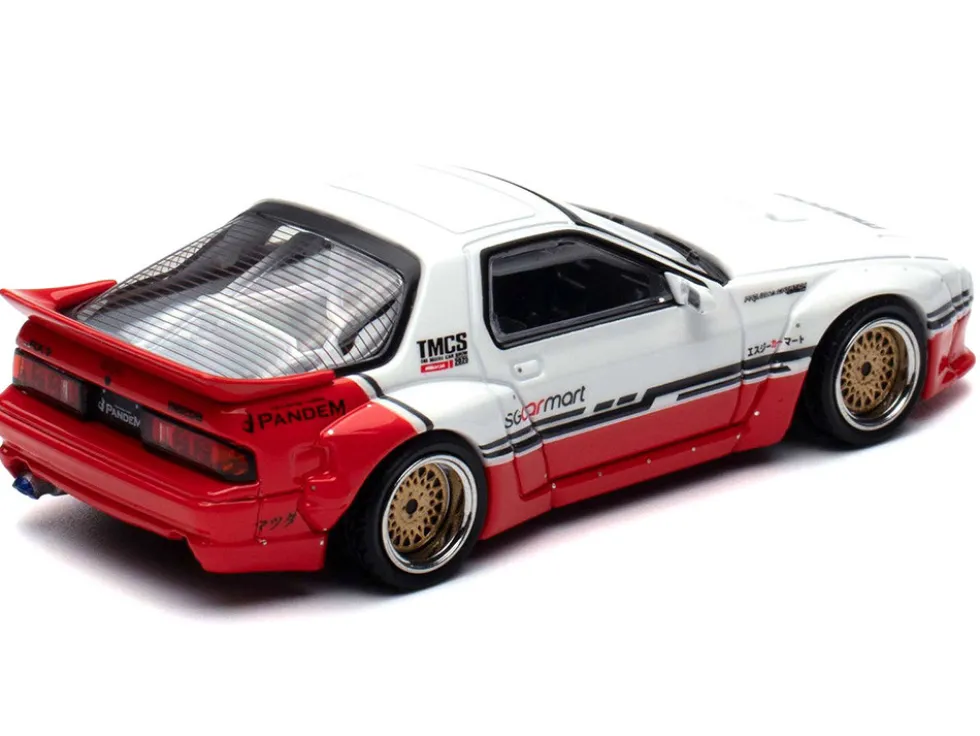 Mazda RX-7 (FC3S) "Pandem Rocket Bunny" White and Red with Black Stripes "The Model Car Show Singapore 2025 Event Edition" 1/64 Diecast Model Car by Inno Models