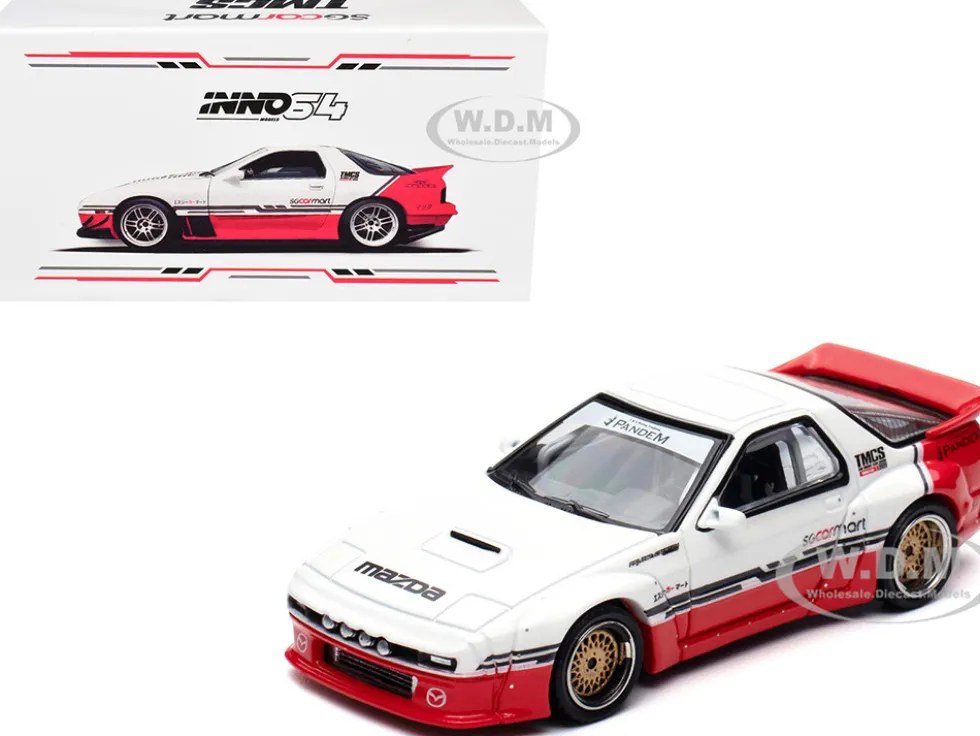Mazda RX-7 (FC3S) "Pandem Rocket Bunny" White and Red with Black Stripes "The Model Car Show Singapore 2025 Event Edition" 1/64 Diecast Model Car by Inno Models