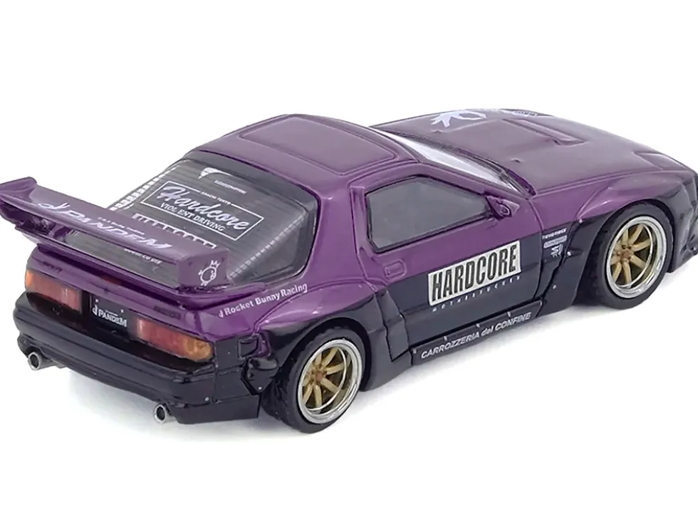 Mazda RX7 (FC3S) "Pandem Rocket Bunny" Kit Purple Metallic and Black 1/64 Diecast Model Car by Inno Models