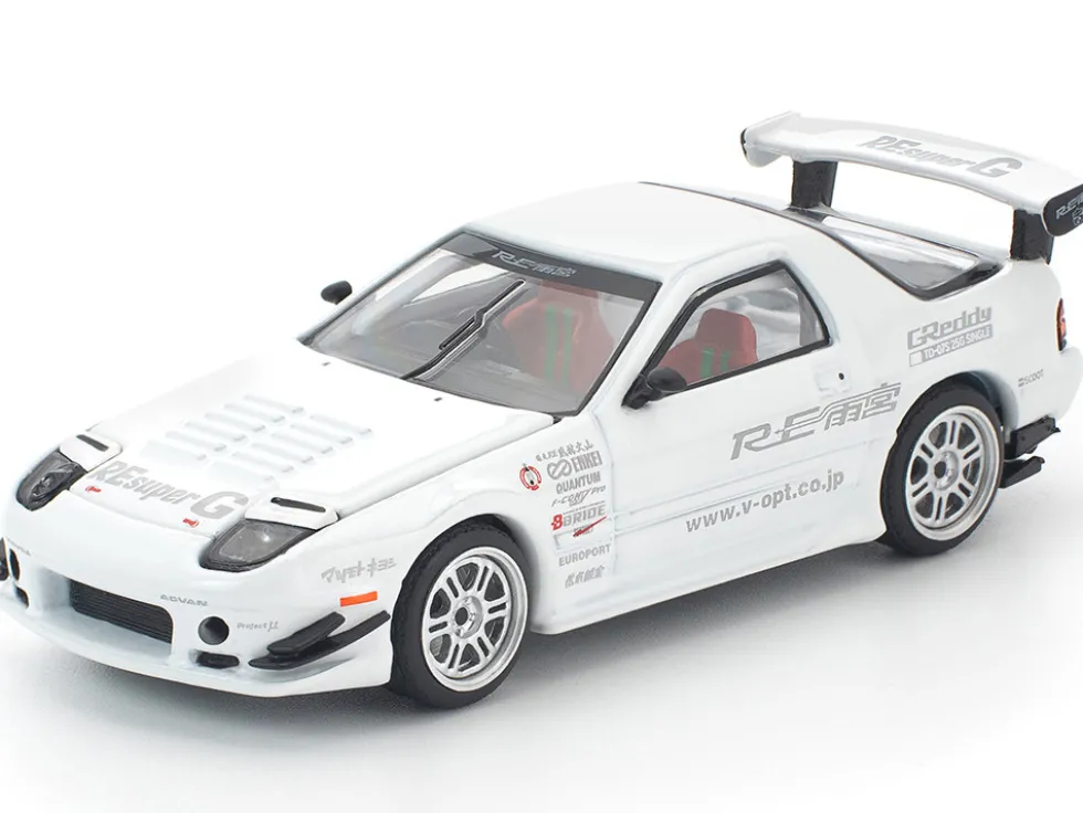 Mazda RX7 (FC3S) RE Amemiya RHD (Right Hand Drive) White 1/64 Diecast Model Car by Pop Race