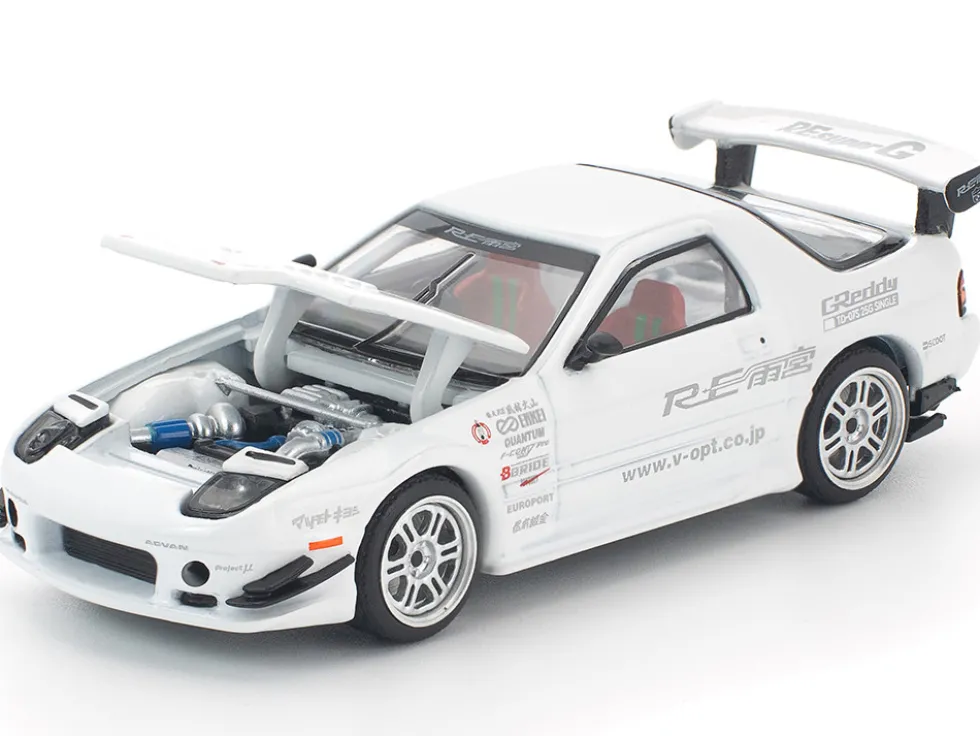 Mazda RX7 (FC3S) RE Amemiya RHD (Right Hand Drive) White 1/64 Diecast Model Car by Pop Race