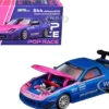 Mazda RX7 (FC3S) RE Amemiya RHD (Right Hand Drive) Blue Metallic with Pink Hood "APA XPO 2025 Exclusive" 1/64 Diecast Model Car by Pop Race