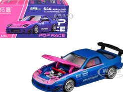 Mazda RX7 (FC3S) RE Amemiya RHD (Right Hand Drive) Blue Metallic with Pink Hood "APA XPO 2025 Exclusive" 1/64 Diecast Model Car by Pop Race