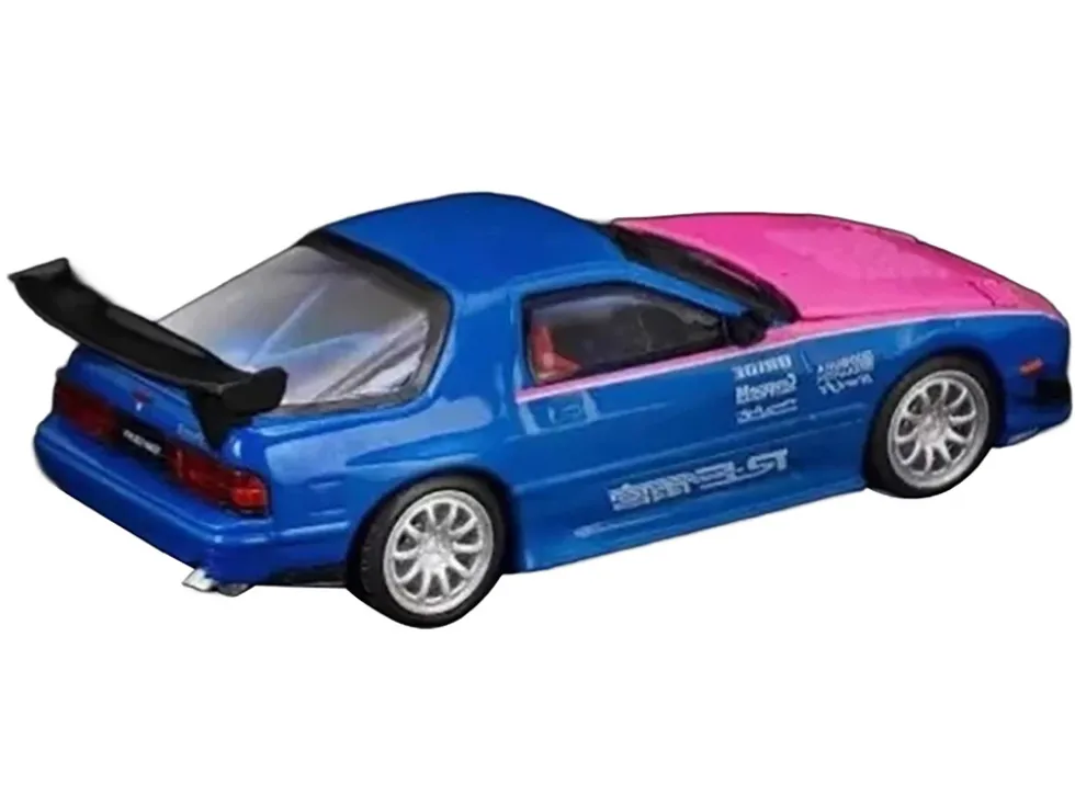 Mazda RX7 (FC3S) RE Amemiya RHD (Right Hand Drive) Blue Metallic with Pink Hood "APA XPO 2025 Exclusive" 1/64 Diecast Model Car by Pop Race