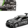 Mazda RX7 (FD) "RE Amemiya" Widebody RHD (Right Hand Drive) Gunmetal Gray Metallic with Carbon Hood 1/64 Diecast Model Car by Pop Race