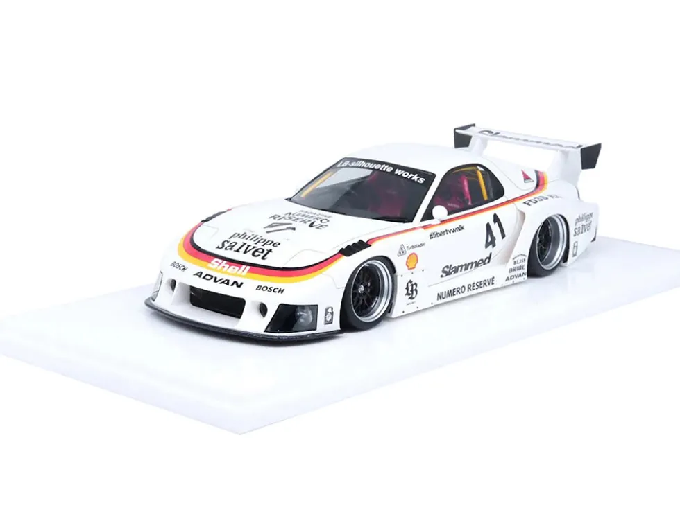 Mazda RX7 (FD3S) LB-Super Silhouette RHD (Right Hand Drive) #41 White with Stripes and Graphics 1/18 Model Car by Inno Models
