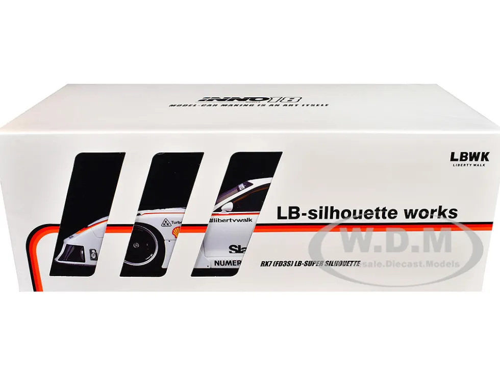 Mazda RX7 (FD3S) LB-Super Silhouette RHD (Right Hand Drive) #41 White with Stripes and Graphics 1/18 Model Car by Inno Models