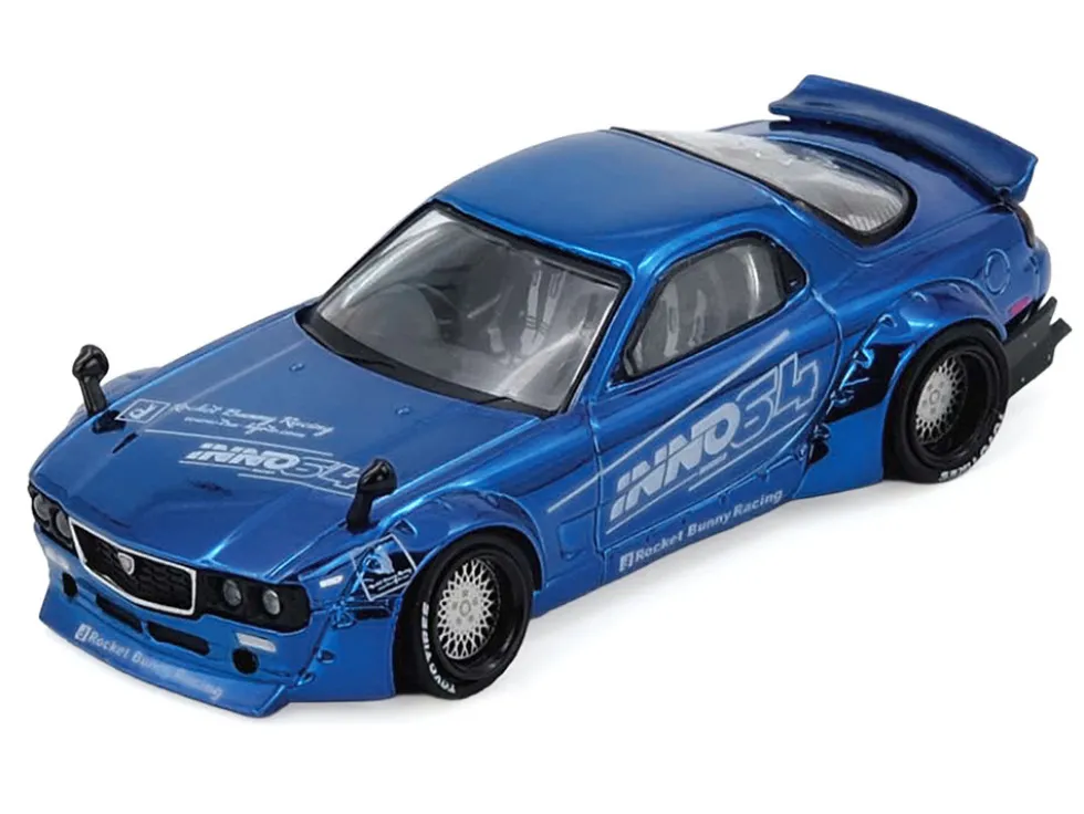 Mazda RX-7 (FD3S) RHD (Right Hand Drive) "Pandem Rocket Bunny" Blue Chrome "Tokyo Auto Salon 2026 Event Edition" 1/64 Diecast Model Car by Inno Models