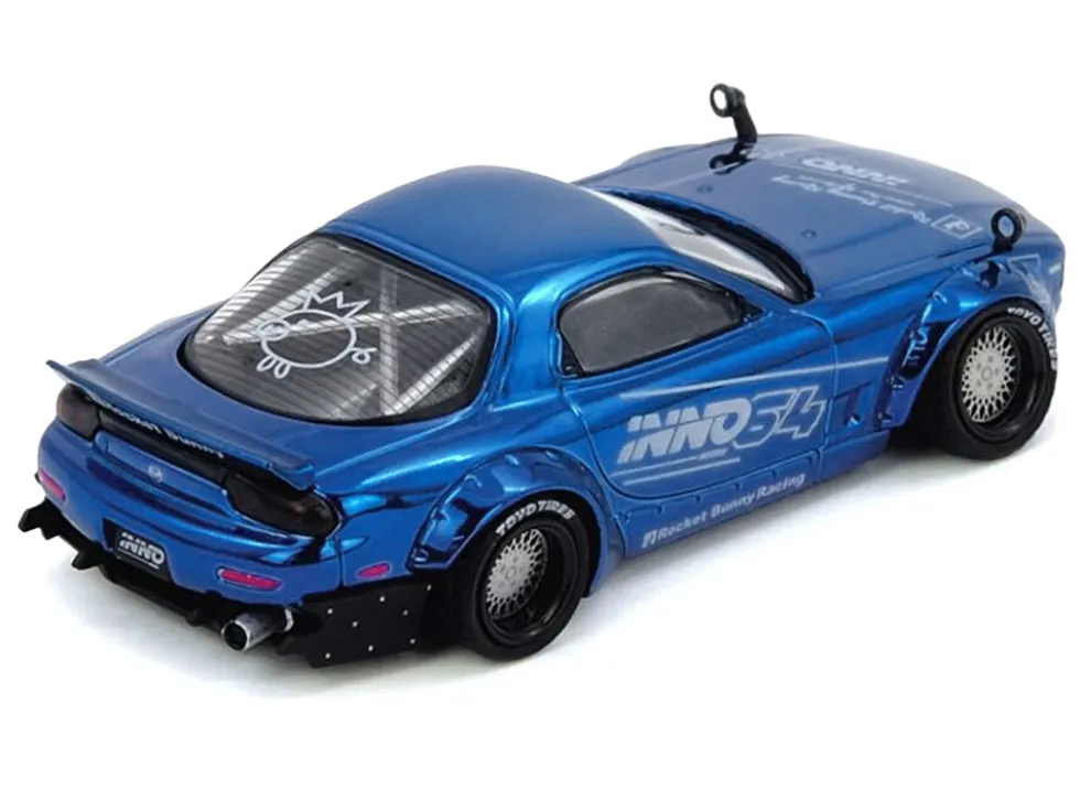 Mazda RX-7 (FD3S) RHD (Right Hand Drive) "Pandem Rocket Bunny" Blue Chrome "Tokyo Auto Salon 2026 Event Edition" 1/64 Diecast Model Car by Inno Models