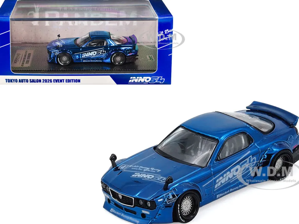 Mazda RX-7 (FD3S) RHD (Right Hand Drive) "Pandem Rocket Bunny" Blue Chrome "Tokyo Auto Salon 2026 Event Edition" 1/64 Diecast Model Car by Inno Models
