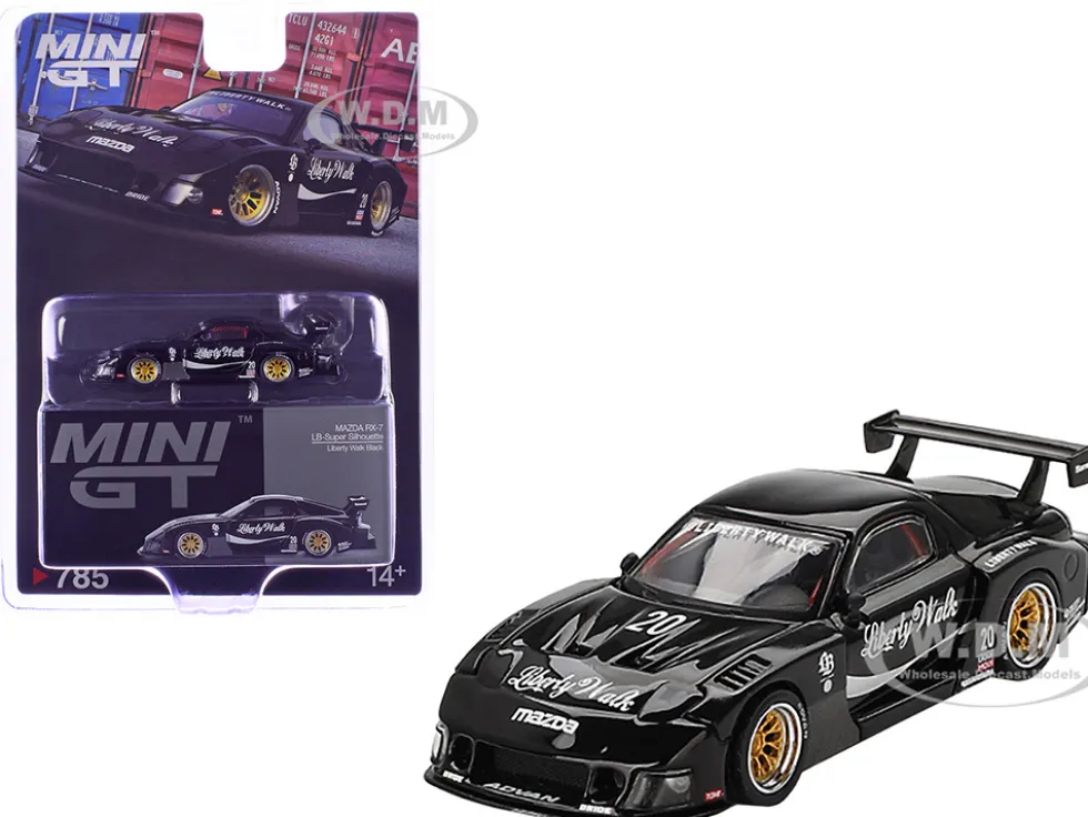 Mazda RX-7 LB-Super Silhouette #20 "Liberty Walk" Black Limited Edition 1/64 Diecast Model Car by Mini GT