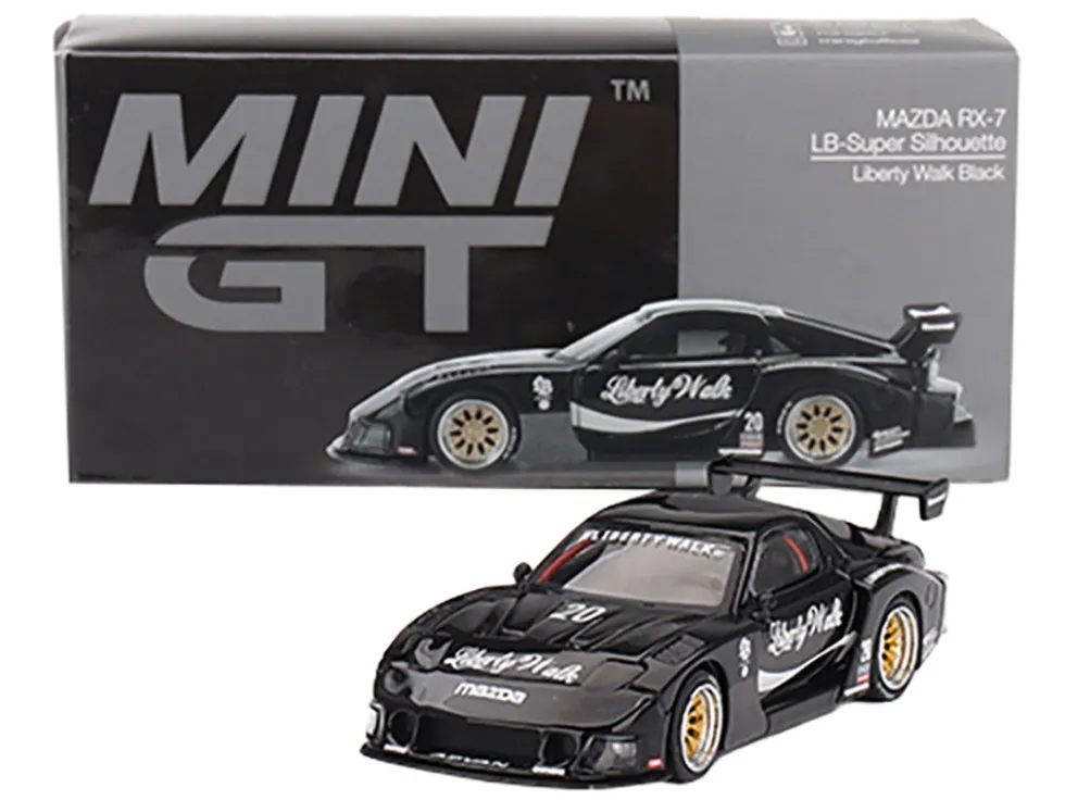 Mazda RX-7 LB-Super Silhouette #20 "Liberty Walk" Black Limited Edition 1/64 Diecast Model Car by Mini GT