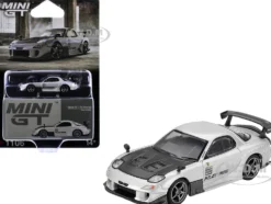 Mazda RX-7 RE-Amemiya Silver Metallic with Matt Black Hood Limited Edition 1/64 Diecast Model Car by Mini GT