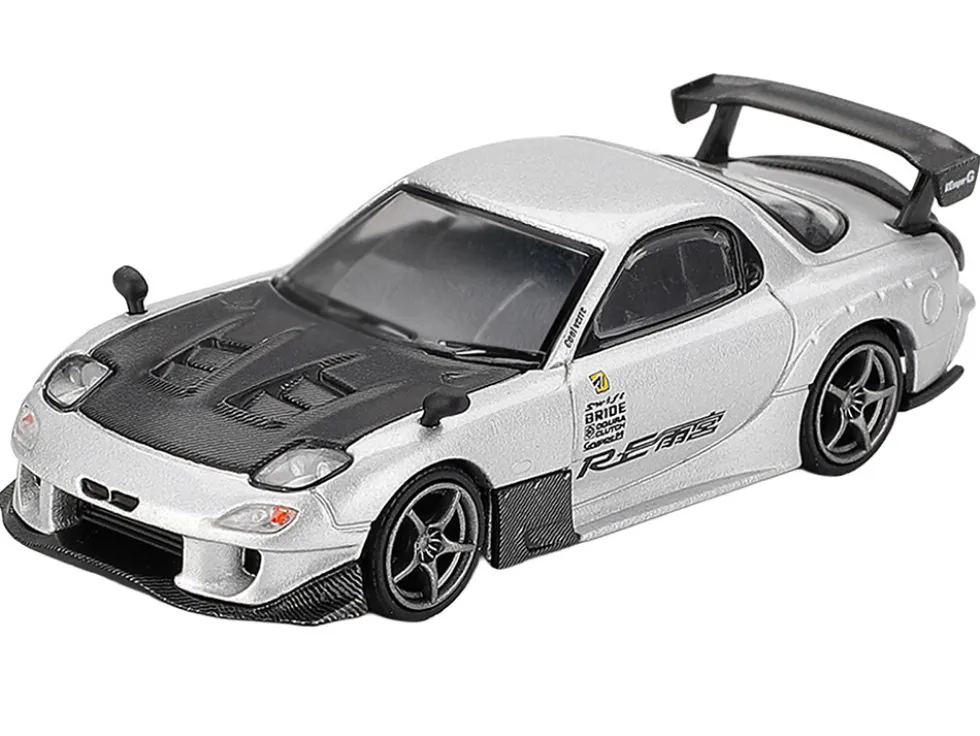 Mazda RX-7 RE-Amemiya Silver Metallic with Matt Black Hood Limited Edition 1/64 Diecast Model Car by Mini GT