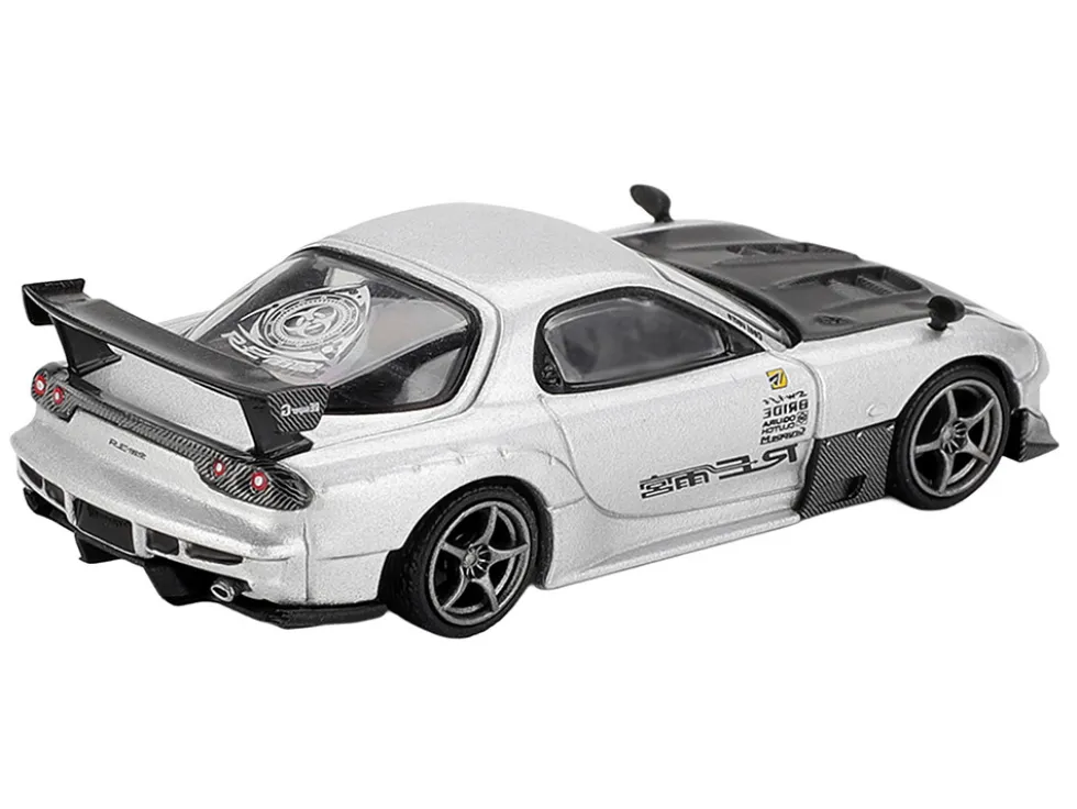 Mazda RX-7 RE-Amemiya Silver Metallic with Matt Black Hood Limited Edition 1/64 Diecast Model Car by Mini GT