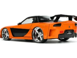 1995 Mazda RX-7 Widebody RHD Right Hand Drive Orange Metallic Black Han Diecast Figurine The Fast and the Furious Tokyo Drift 2006 Movie 1/24 Diecast Model Car Jada 33174