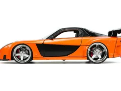 1995 Mazda RX-7 Widebody RHD Right Hand Drive Orange Metallic Black Han Diecast Figurine The Fast and the Furious Tokyo Drift 2006 Movie 1/24 Diecast Model Car Jada 33174