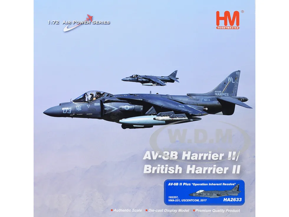 McDonnell Douglas AV-8B Plus Harrier II Aircraft "165357, VMA-231 Ace of Spades, Operation Inherent Resolve, USCENTCOM" (2017) United States Marine Corps "Air Power Series" 1/72 Diecast Model by Hobby Master