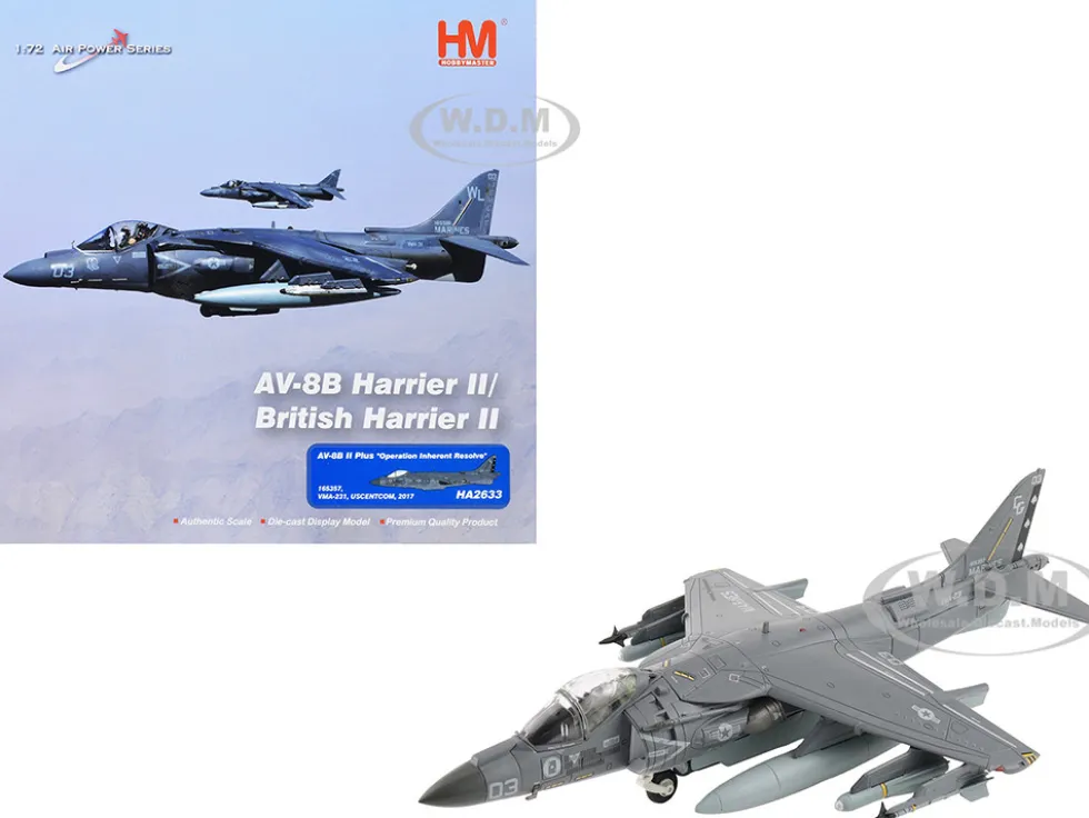 McDonnell Douglas AV-8B Plus Harrier II Aircraft "165357, VMA-231 Ace of Spades, Operation Inherent Resolve, USCENTCOM" (2017) United States Marine Corps "Air Power Series" 1/72 Diecast Model by Hobby Master