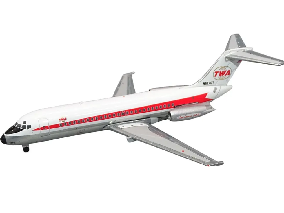 McDonnell Douglas DC-9-15 Commercial Aircraft "Trans World Airlines" (N1070T) White with Red Stripes 1/400 Diecast Model Airplane by V1:400