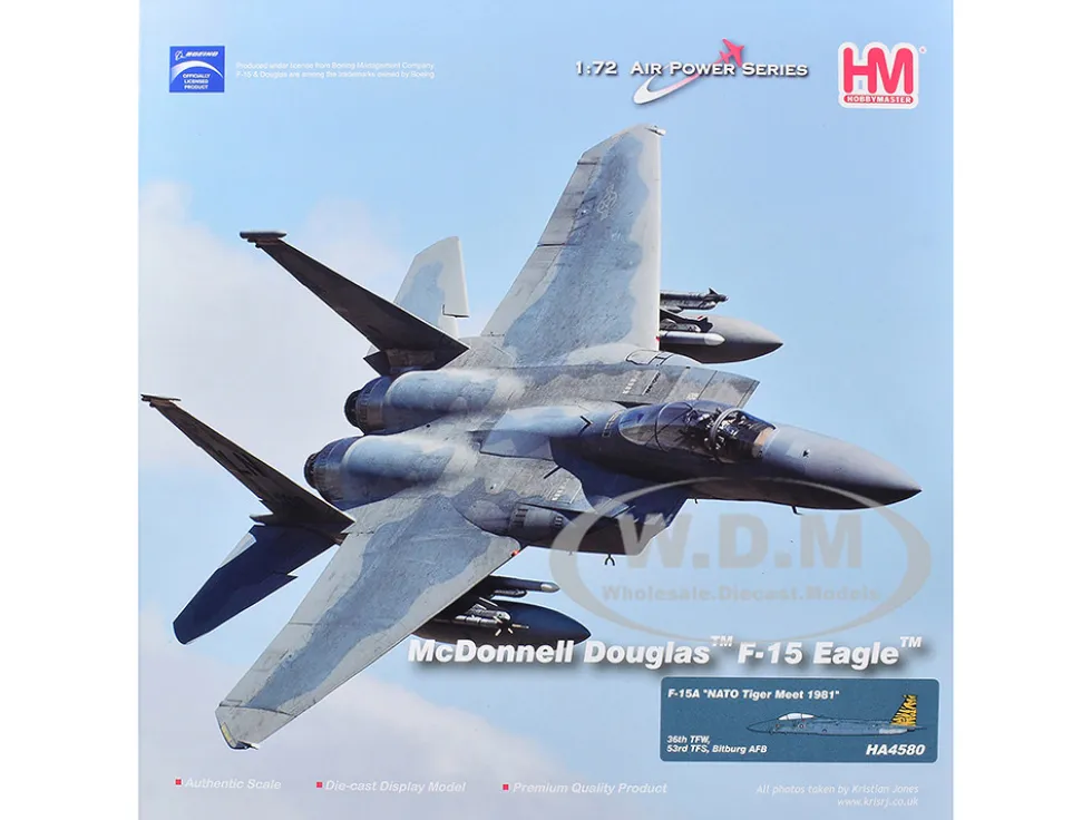 McDonnell Douglas F-15A Eagle Fighter Aircraft "NATO Tiger Meet, 36th TFW, 53rd TFS, Bitburg AFB," (1981) United States Air Force "Air Power Series" 1/72 Diecast Model by Hobby Master