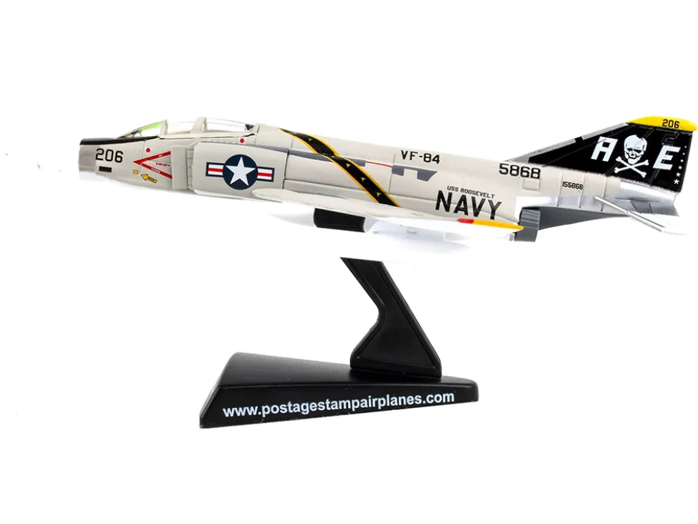 McDonnell Douglas F 4B Phantom II Fighter Aircraft VFA 84 Jolly Rogers United States Navy 1/155 Diecast Model Airplane Postage Stamp PS5384-4