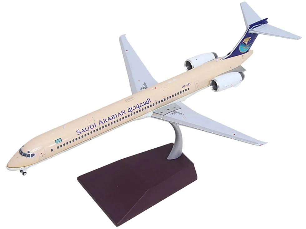 McDonnell Douglas MD-90 Commercial Aircraft "Saudia Airlines" (HZ-API) Beige with Blue Tail "Gemini 200" Series 1/200 Diecast Model Airplane by GeminiJets