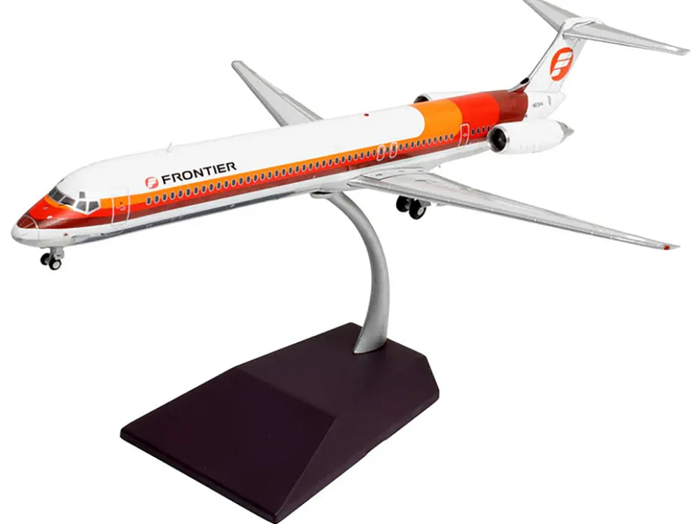 McDonnell Douglas MD-81 Commercial Aircraft "Frontier Airlines" (N859HA) White with Red and Orange Stripes "Gemini 200" Series 1/200 Diecast Model Airplane by GeminiJets
