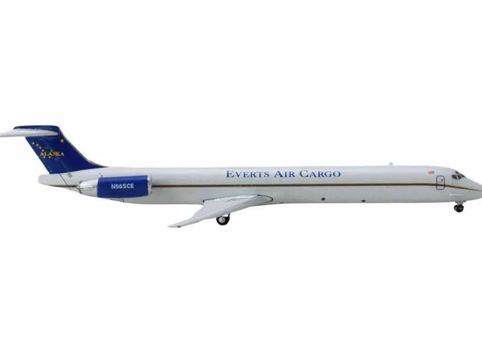 McDonnell Douglas MD-83 Commercial Aircraft "Everts Air Cargo" (N965CE) White with Blue Tail 1/400 Diecast Model Airplane by GeminiJets