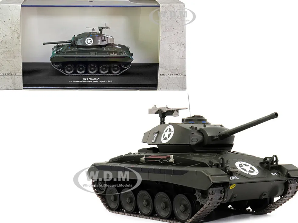 M24 Chaffee Tank #3 U.S.A. 1st Armored Division Italy April 1945 1/43 Diecast Model AFVs WWII 23196-45