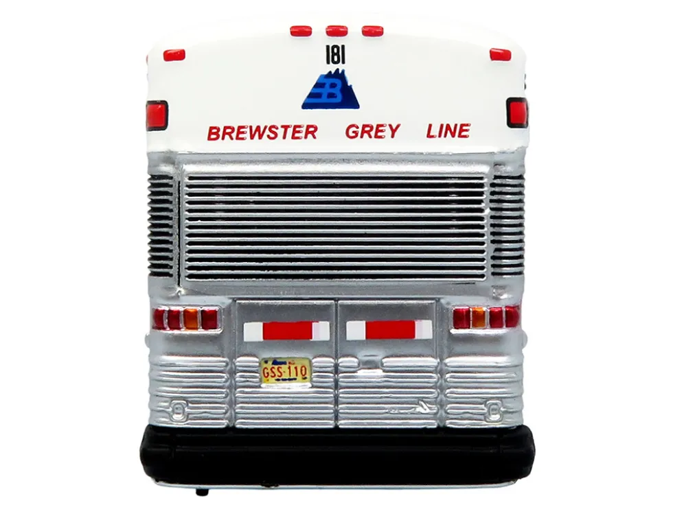 2001 MCI D4000 Coach Bus "Brewster Gray Line" White with Blue Stripes "Vintage Bus & Motorcoach Collection" Limited Edition to 504 pieces Worldwide 1/87 (HO) Diecast Model by Iconic Replicas