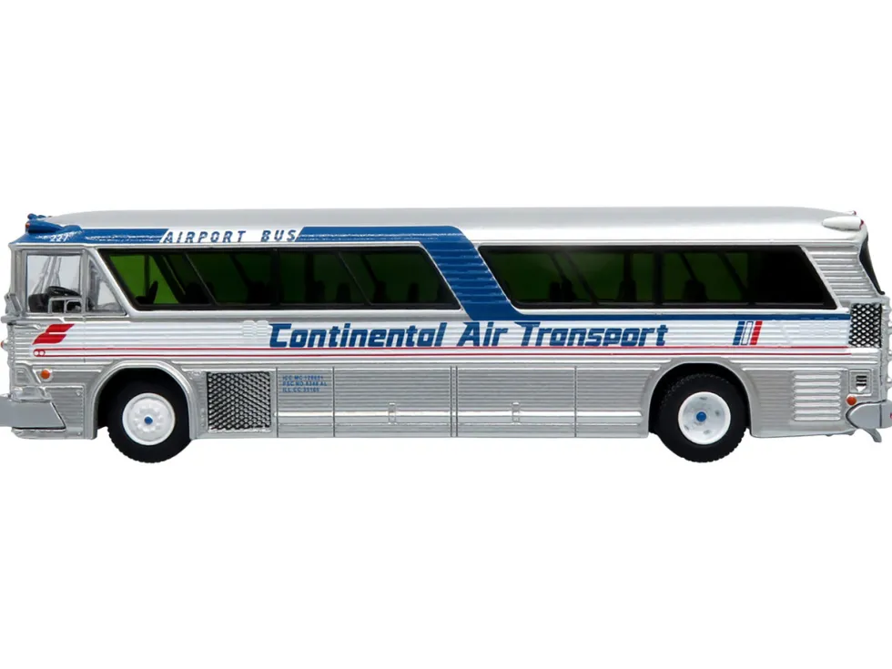 1964 MCI MC-5A Coach Bus "Continental Air Transport" Silver with Blue Stripes "Vintage Bus & Motorcoach Collection" Limited Edition to 504 pieces Worldwide 1/87 (HO) Diecast Model by Iconic Replicas