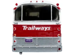 1964 MCI MC-5A Coach Bus "Trailways Chicago" White with Red Stripes "Vintage Bus & Motorcoach Collection" Limited Edition to 504 pieces Worldwide 1/87 (HO) Diecast Model by Iconic Replicas