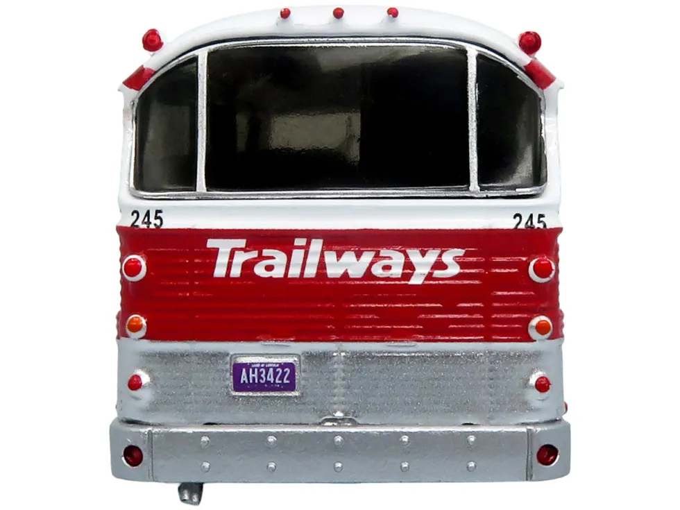1964 MCI MC-5A Coach Bus "Trailways Chicago" White with Red Stripes "Vintage Bus & Motorcoach Collection" Limited Edition to 504 pieces Worldwide 1/87 (HO) Diecast Model by Iconic Replicas