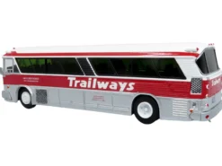 1964 MCI MC-5A Coach Bus "Trailways Chicago" White with Red Stripes "Vintage Bus & Motorcoach Collection" Limited Edition to 504 pieces Worldwide 1/87 (HO) Diecast Model by Iconic Replicas