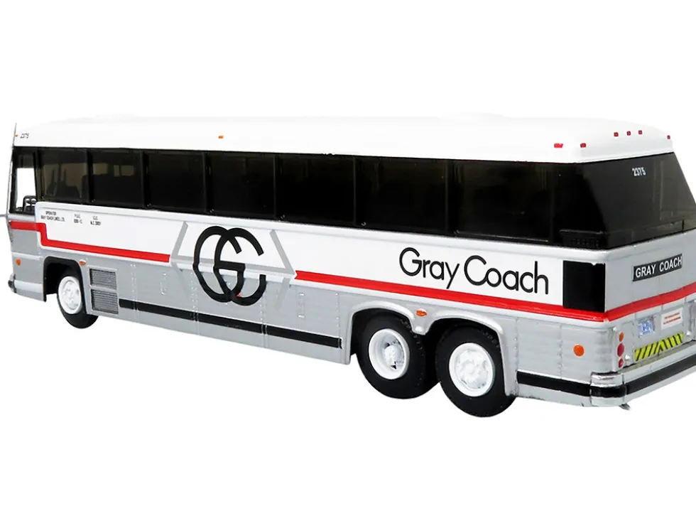 1980 MCI MC-9 Crusader II Intercity Coach Bus Toronto Guelph Ontario Canada Gray Coach Vintage Bus & Motorcoach Collection 1/87 HO Diecast Model Iconic Replicas 87-0330