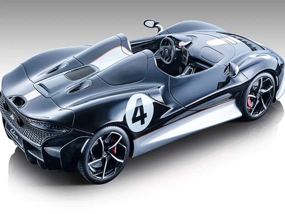 2020 McLaren Elva Convertible 4 Black with Silver Accents Exclusive Collection Series Limited Edition to 79 pieces Worldwide 1/18 Model Car Tecnomodel T18-EX09B