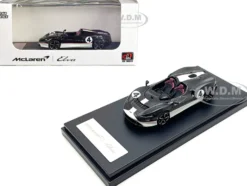 McLaren Elva Convertible #4 Carbon Black with White and Red Stripes 1/64 Diecast Model Car LCD Models LCD64022CBU
