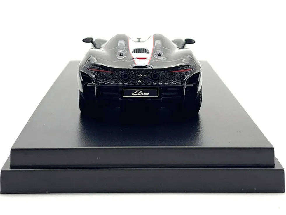 McLaren Elva Convertible #4 Carbon Black with White and Red Stripes 1/64 Diecast Model Car LCD Models LCD64022CBU
