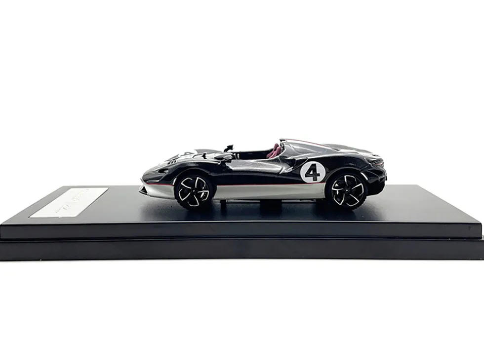 McLaren Elva Convertible #4 Carbon Black with White and Red Stripes 1/64 Diecast Model Car LCD Models LCD64022CBU