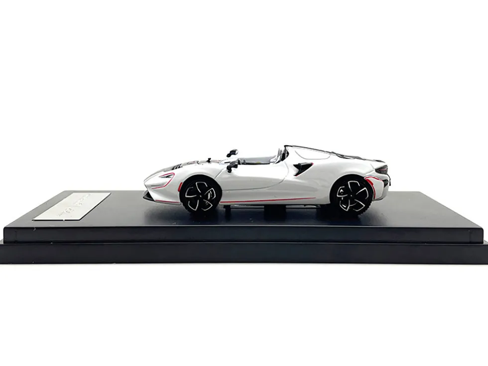 McLaren Elva Convertible White with Carbon and Red Stripes 1/64 Diecast Model Car LCD Models LCD64022BW