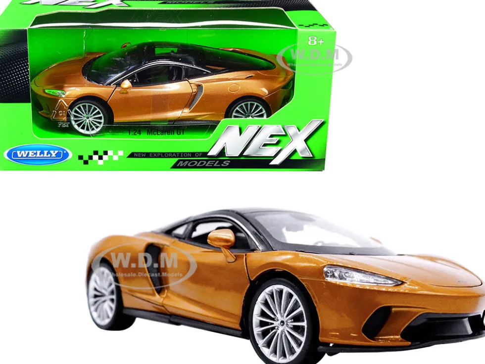 McLaren GT Gold Metallic Black Top NEX Models 1/24 Diecast Model Car Welly 24105