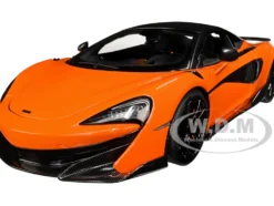 McLaren 600LT Myan Orange and Carbon 1/18 Model Car Autoart 76084