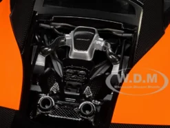 McLaren 600LT Myan Orange and Carbon 1/18 Model Car Autoart 76084
