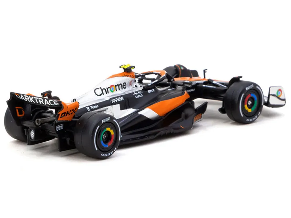 McLaren MCL60 #4 Lando Norris 2nd Place Formula One F1 "British GP" (2023) with Pitboards "Global64" Series 1/64 Diecast Model Car by Tarmac Works