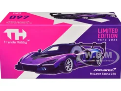 McLaren Senna GTR Midnight Purple Metallic with Black Top "HCFC 2025 Limited Edition" 1/64 Diecast Model Car by Trends Hobby