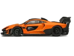 McLaren Senna GTR Orange Metallic with Carbon Hood and Black Top 1/64 Diecast Model Car by CM Model