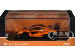 McLaren Senna GTR Orange Metallic with Carbon Hood and Black Top 1/64 Diecast Model Car by CM Model