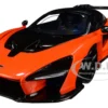 McLaren Senna Trophy Mira Orange and Black Carbon Accents 1/18 Model Car Autoart 76078