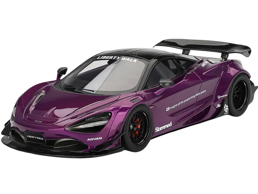 McLaren 720S "LB-Works" Purple Metallic with Black Top 1/18 Model Car by Top Speed